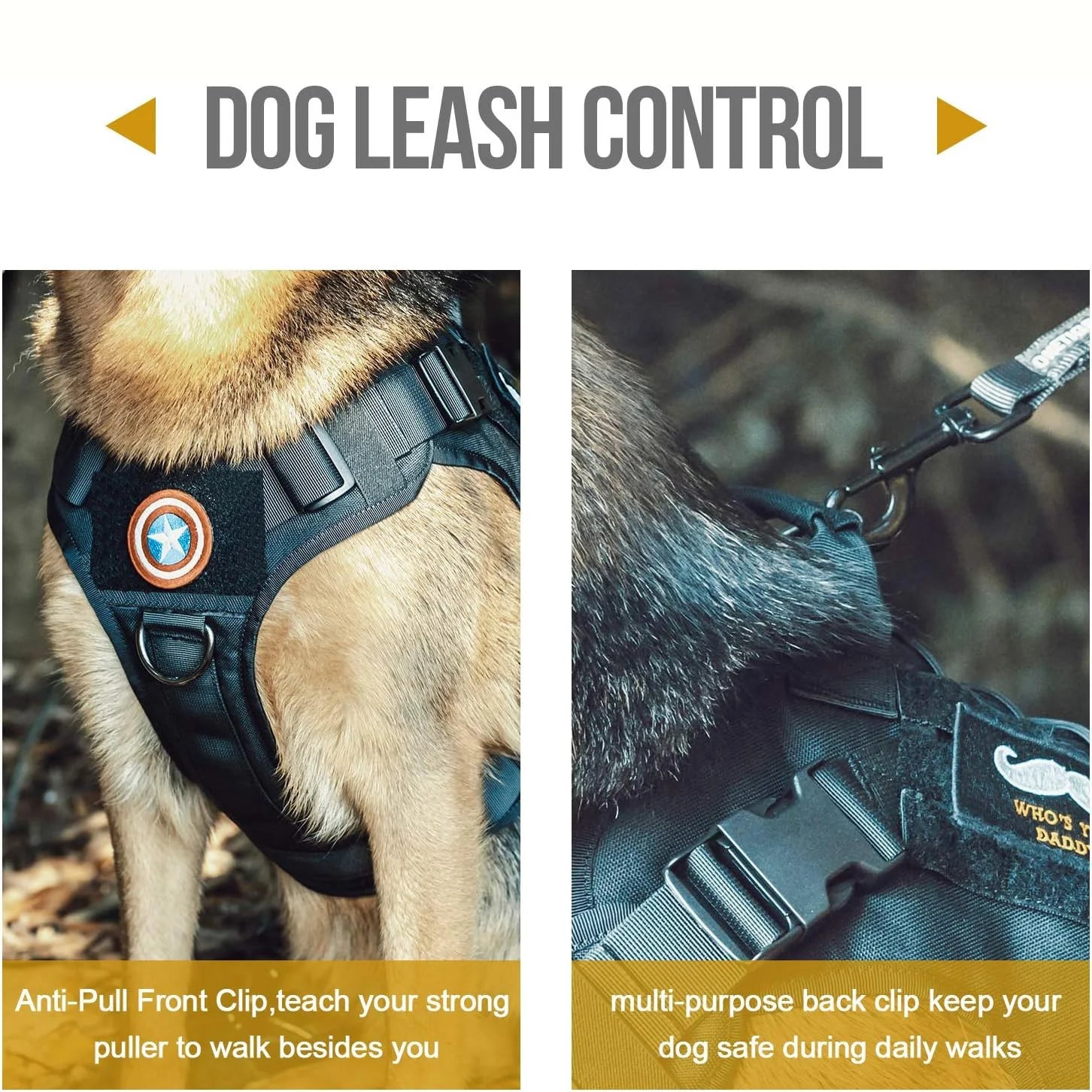 Tactical Dog Harness with Handle | No-Pull Service Dog Vest with Hook & Loop Patches