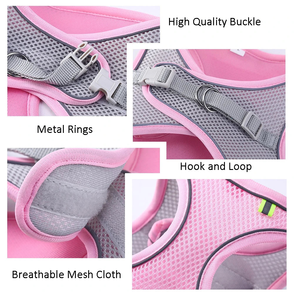 Reflective Cat & Dog Harness Vest | Breathable Adjustable Nylon Chest Harness for Small Pets