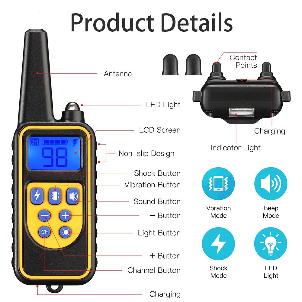 Dog Training Collar with Remote Control | Waterproof & Rechargeable | 880 Model