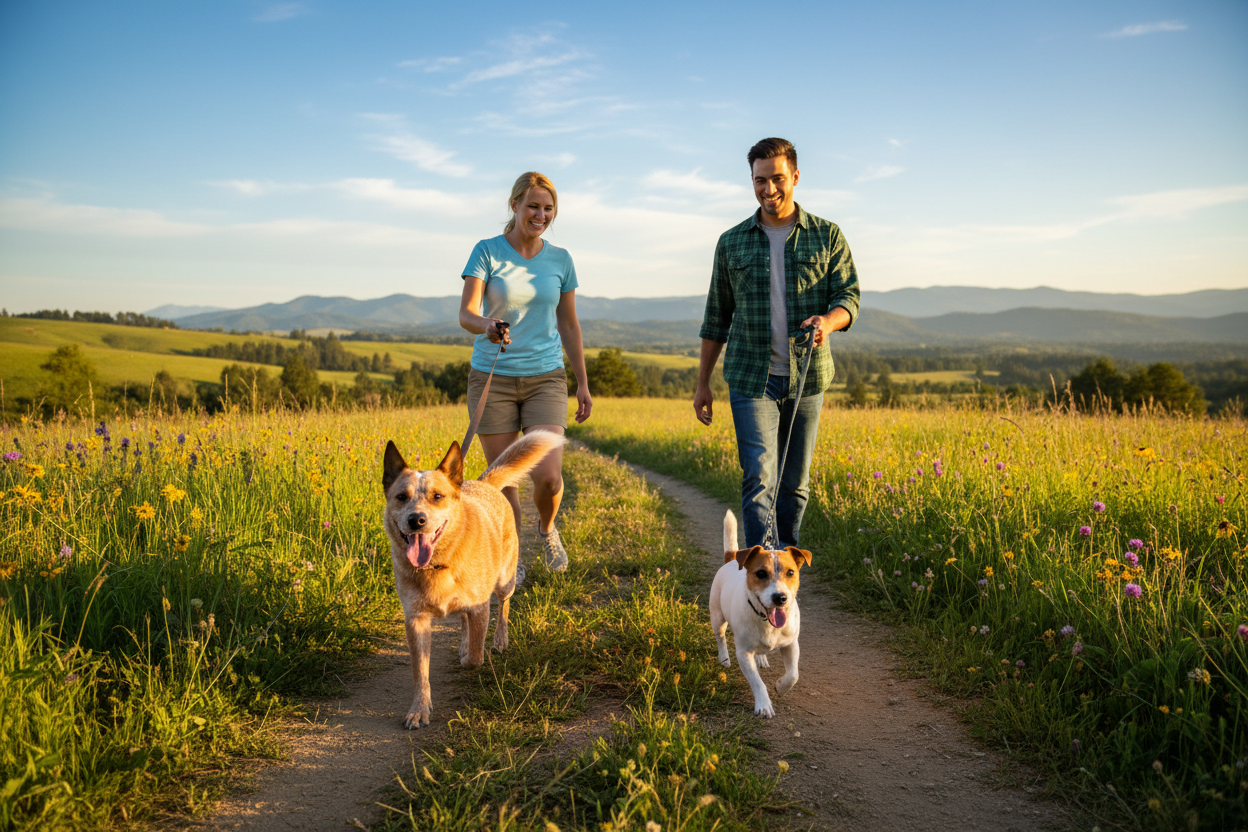 Red Heeler and Jack Russell Walk